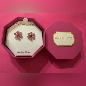 Rachel Zoe Pink Sterling Silver Floral Earrings